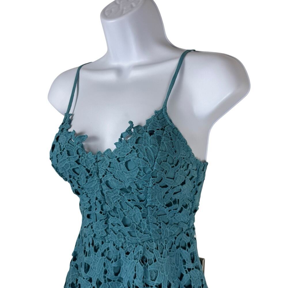 ASTR Dress Women Extra Small Teal Lace Midi Romantic Feminine Floral Fairy - Picture 7 of 15